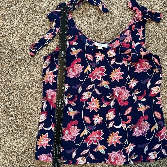 Ann Taylor LOFT Outlet Navy and Pink Floral Tank Blouse Sz XS - Picture 8 of 9